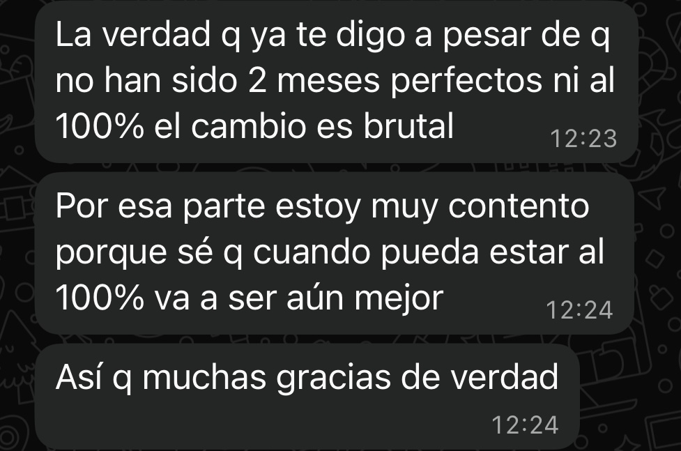 Mensaje real de cliente del Método LB 3